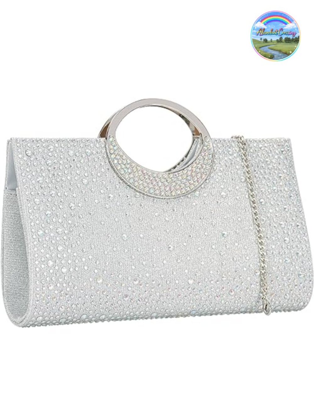 Rhinestone Clutch with Crystal Handle Evening Bag for Wedding Party